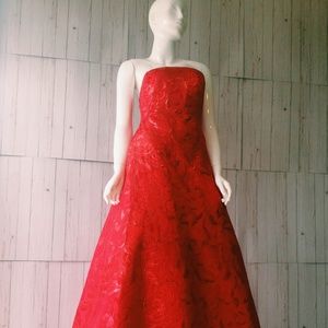 Arnold Scaasi Vintage Red Floral Lamé Brocade